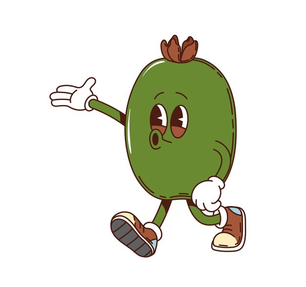 Fruta de feijoa de dibujos animados caminando alegremente