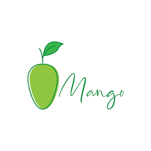 Fruta fresca mango verde línea arte colorido logotipo diseño vector gráfico símbolo icono ilustración