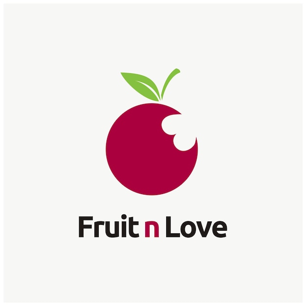 Fruta fresca con marcas de mordedura de amor para la inspiración en el diseño del logotipo vegetariano saludable