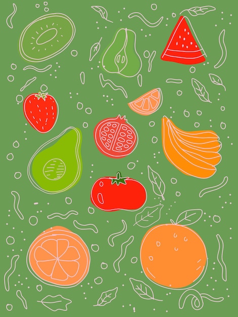 Vector fruta fresca vector doodle dibujado a mano