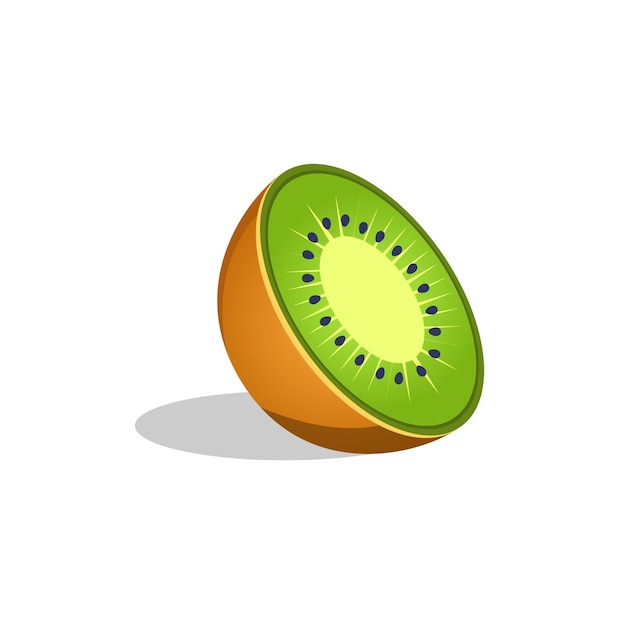 Fruta de kiwi cortada por la mitad icono brillante