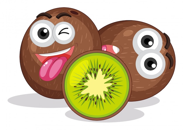 Fruta de kiwi con expresión facial | Vector Premium