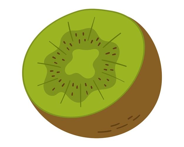 Fruta kiwi mitad en dibujos animados dibujado a mano estilo simple color variable editable