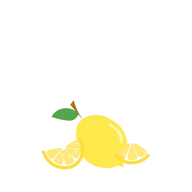 Fruta de limón aislada en un fondo blanco. Ilustración de vector con espacio de copia.