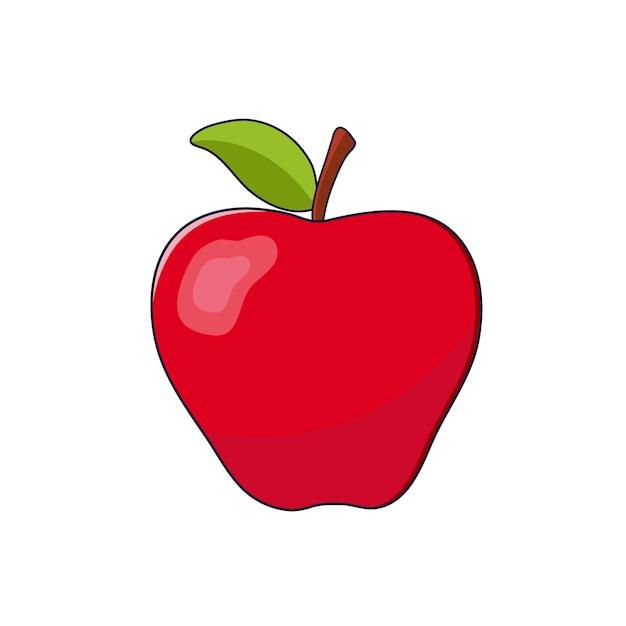 Fruta de manzana roja brillante Ilustración vectorial del concepto del icono de dibujos animados