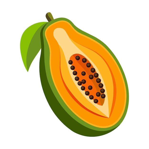 fruta de papaya y medio aislado sobre fondo blanco