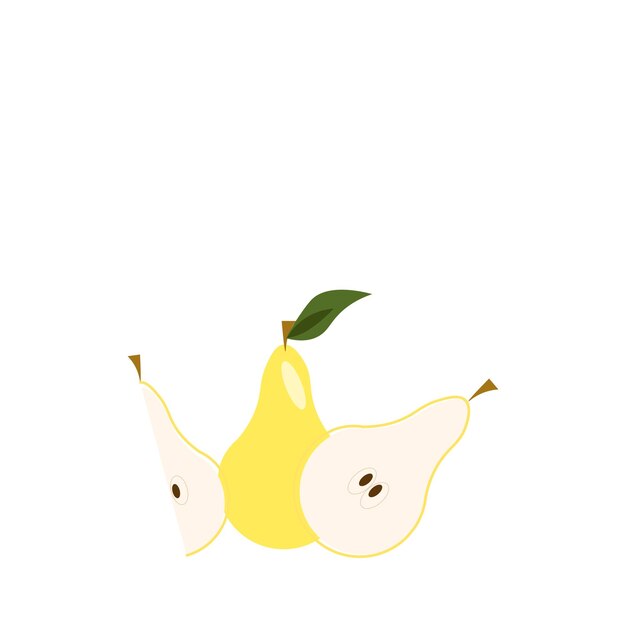 Fruta de pera aislada en un fondo blanco. Ilustración de vector con espacio de copia.