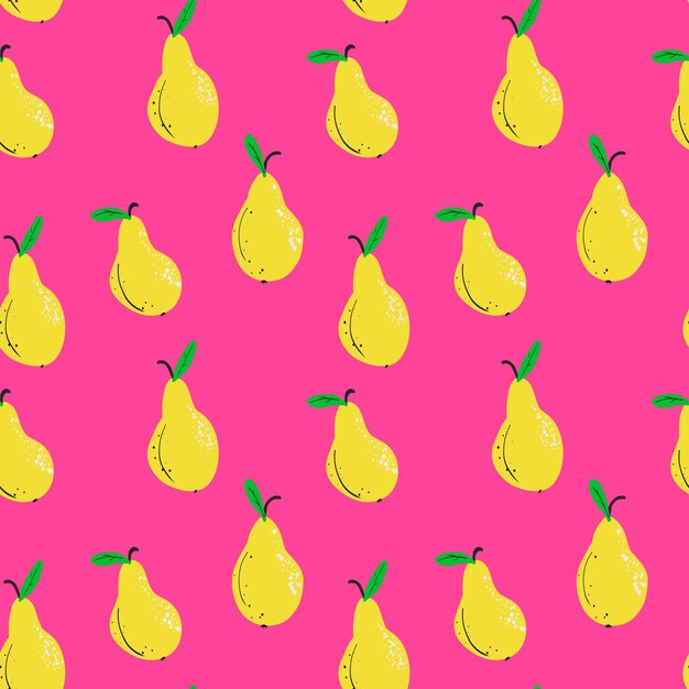 Fruta de pera amarilla de patrones sin fisuras Impresión vectorial para imprimir en papel tapiz de tela y papel textil