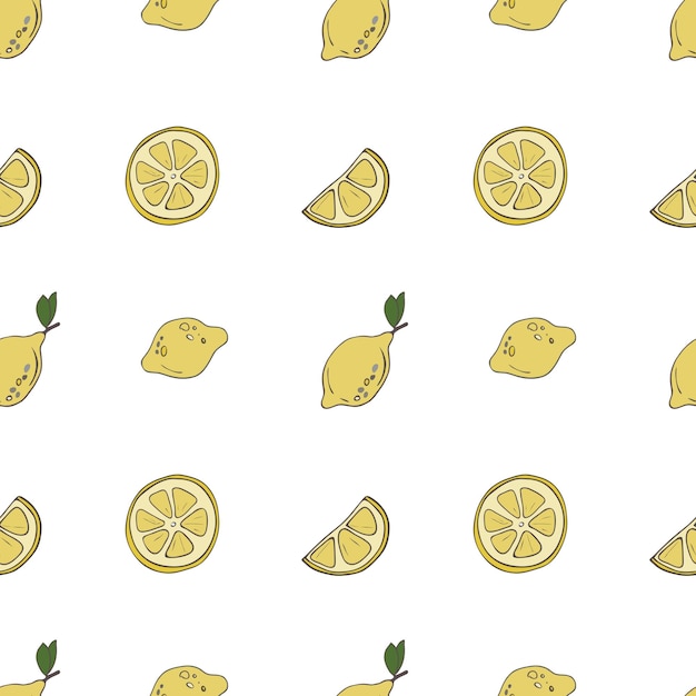 Fruta vectorial de patrones sin fisuras juicy lemons.cardboard juice box.