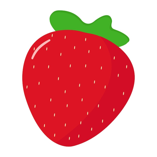 Fruta de verano roja fresa, fondo blanco. ilustración gráfica vectorial.