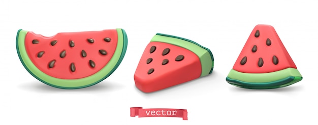 Fruta de verano de sandía. conjunto de ilustración de arte de plastilina