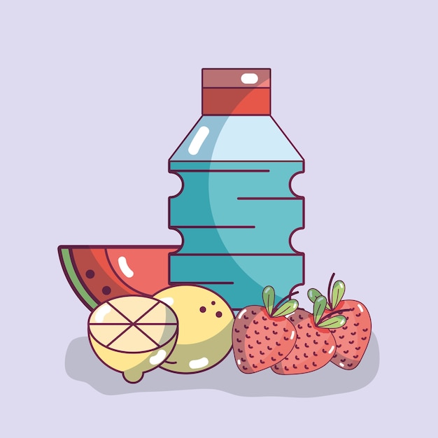 Vector frutas y agua