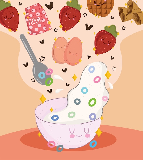 Frutas y cereales para el desayuno