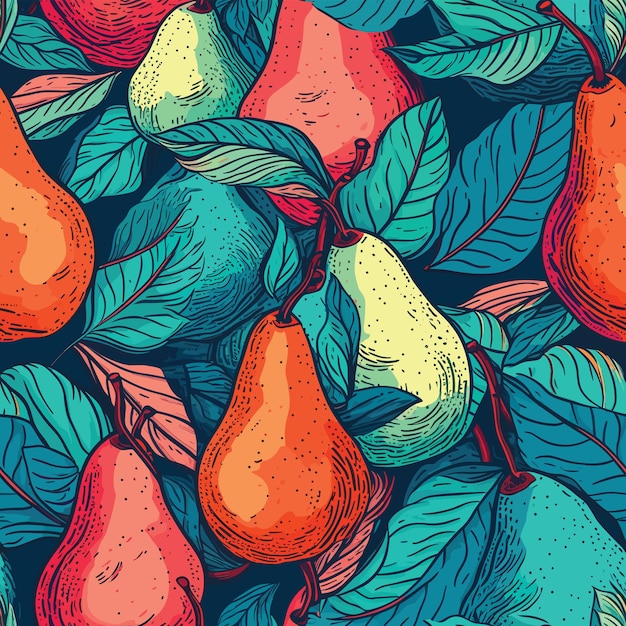 Vector frutas de colores sin costuras