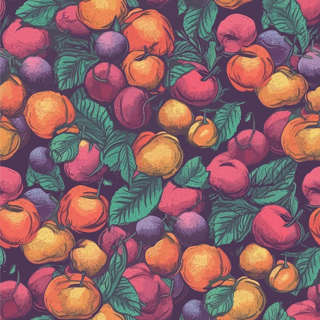 Vector frutas de colores sin costuras