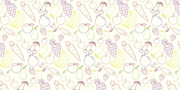 Frutas coloridas Mano dibujada Vector Patrón dibujado a mano