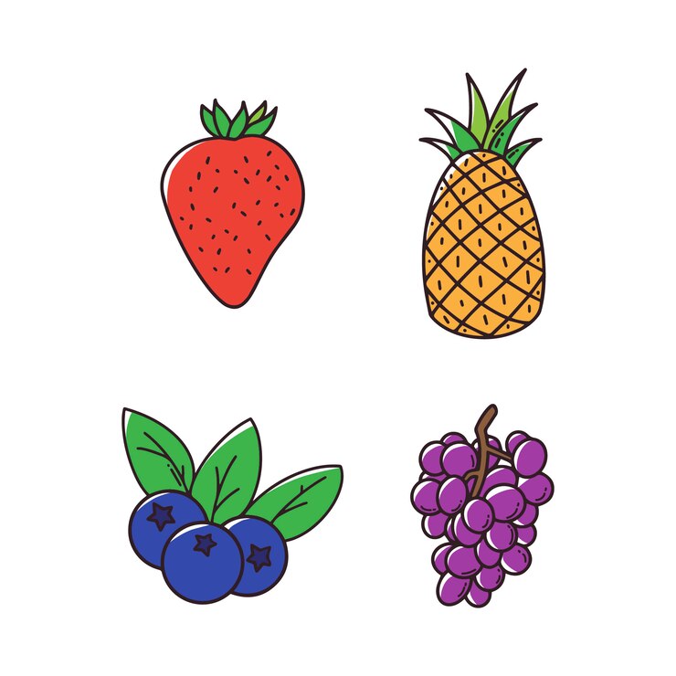 Frutas dibujadas a mano