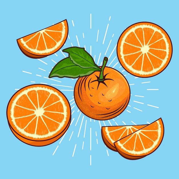 Frutas y dibujos animados con colores coloridos
