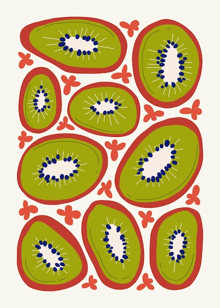 Vector frutas elementos abstractos composición alimentaria y saludable estilo minimalista moderno y de moda de matisse