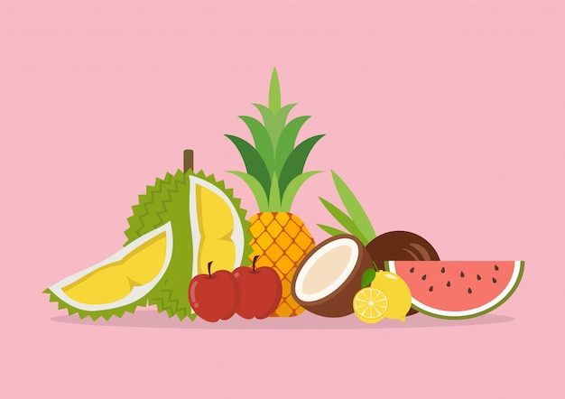 Vector frutas exóticas orgánicas de temporada