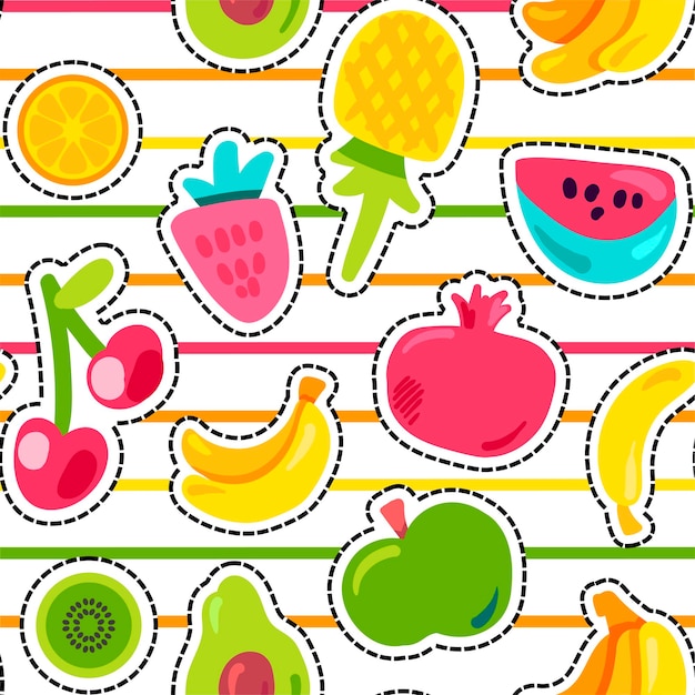 Vector frutas exóticas de verano vector de patrones sin fisuras