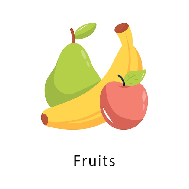 Frutas Icono plano vectorial Ilustración de diseño Símbolo en fondo blanco Archivo EPS 10