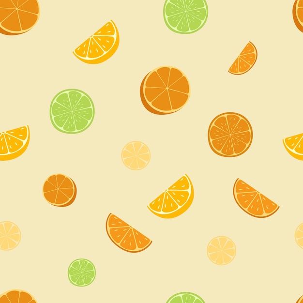 Frutas de naranja y limón con patrón sin costuras