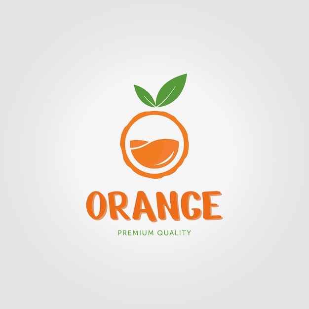 Frutas Naranja Logo Diseño Vintage Ilustración Vectorial