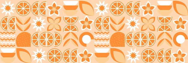 Frutas naranja patrón geométrico abstracto en estilo bauhaus y minimalismo Formas orgánicas naturales