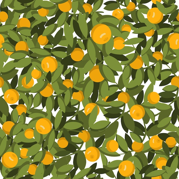 Frutas naranjas de patrones sin fisuras con hojas.