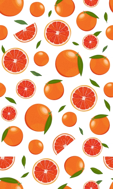 Frutas naranjas de patrones sin fisuras con hojas