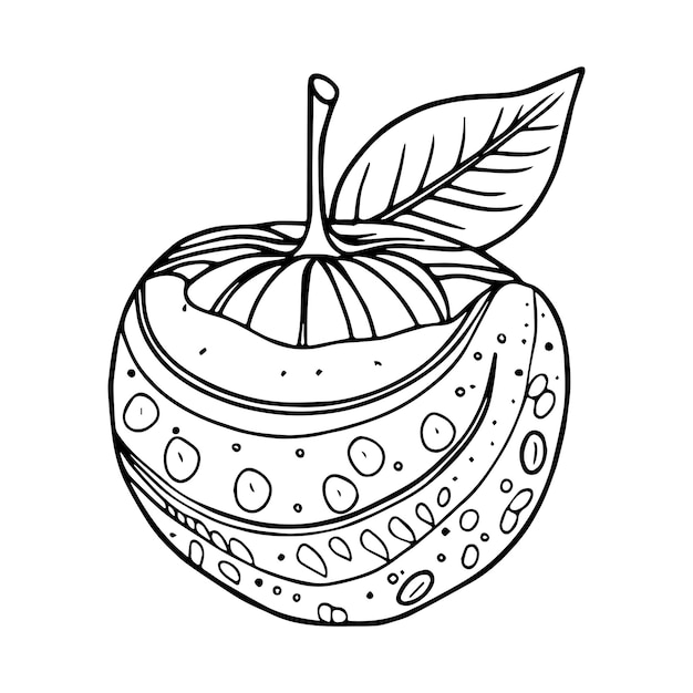 Frutas páginas para colorear dibujos imprimibles para niños vector color negro y blanco.