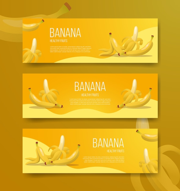 Frutas saludables de plátano para pancartas de plantilla