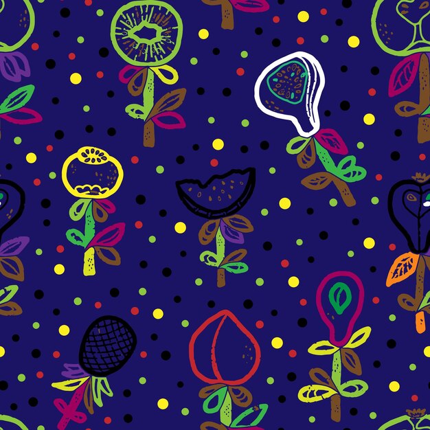 Frutas Textura abstracta estilizada Vector de relación de patrón sin costuras