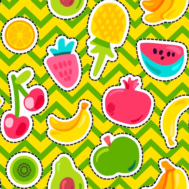 Vector frutas tropicales bayas vector de patrones sin fisuras