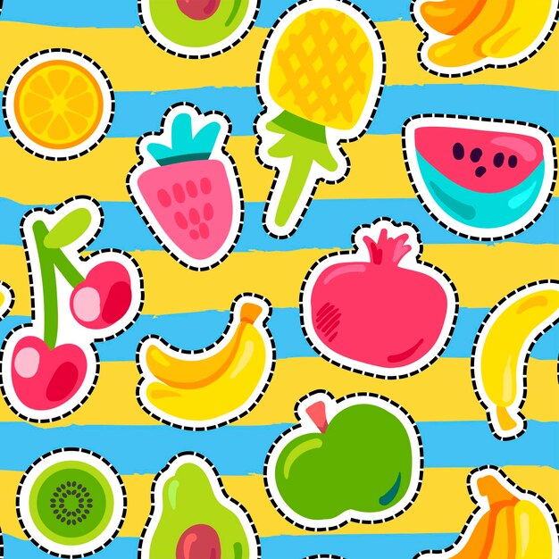 Vector frutas de verano vector de patrones sin fisuras