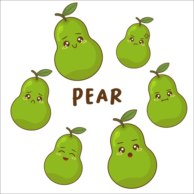 Frutas y verduras de la cara de pera