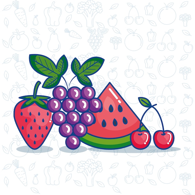 Frutas y verduras establecen iconos