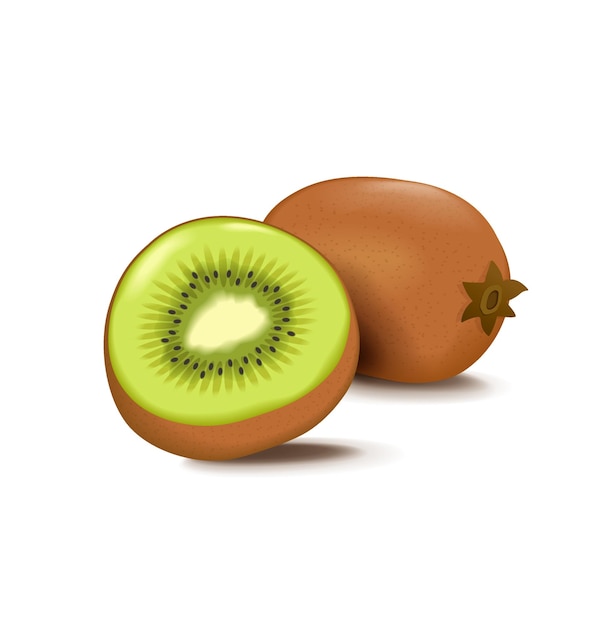 Fruto de kiwi aislado sobre un fondo blanco