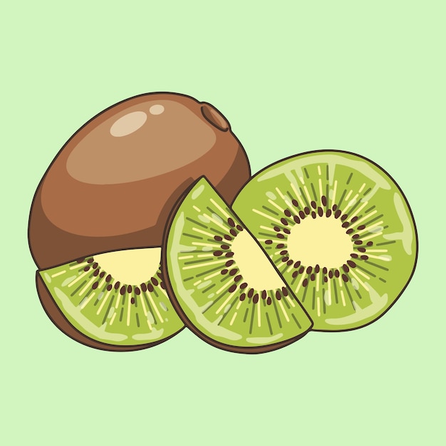 Vector fruto de kiwi entero y en pedazos