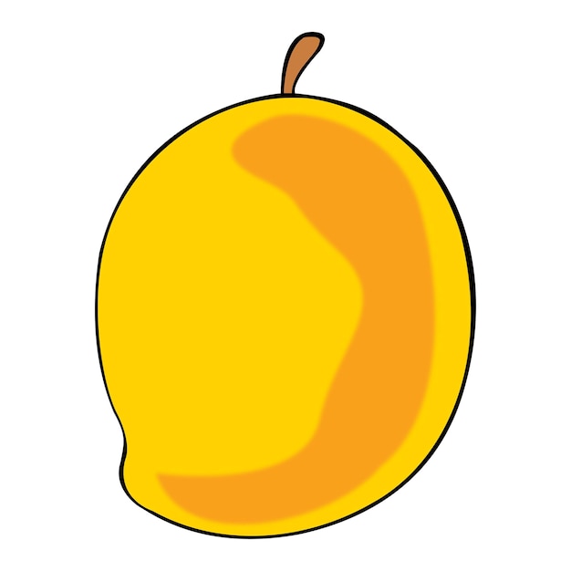 Un fruto de mango amarillo en un fondo aislado