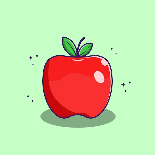 Vector fruto de manzana roja vectorial con hoja plana