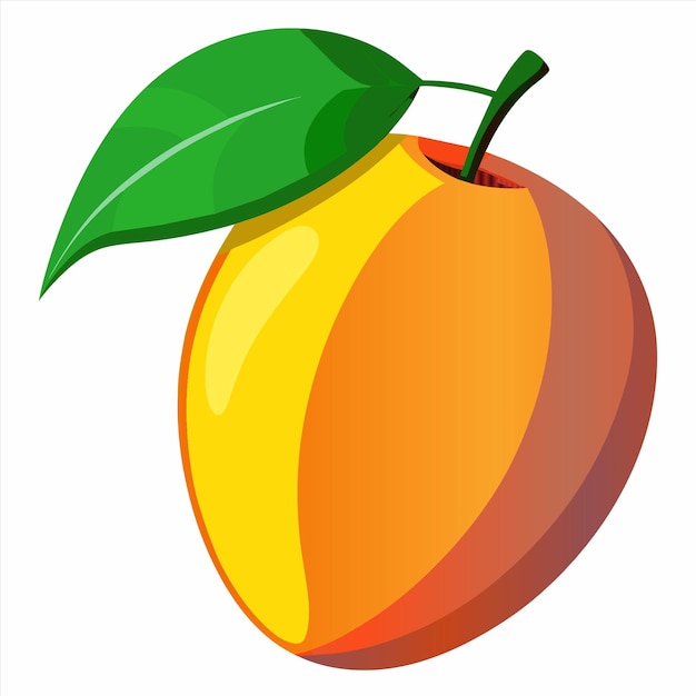 un fruto naranja y amarillo con una hoja verde