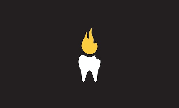 Fuego abstracto con diente logo símbolo vector icono ilustración diseño gráfico