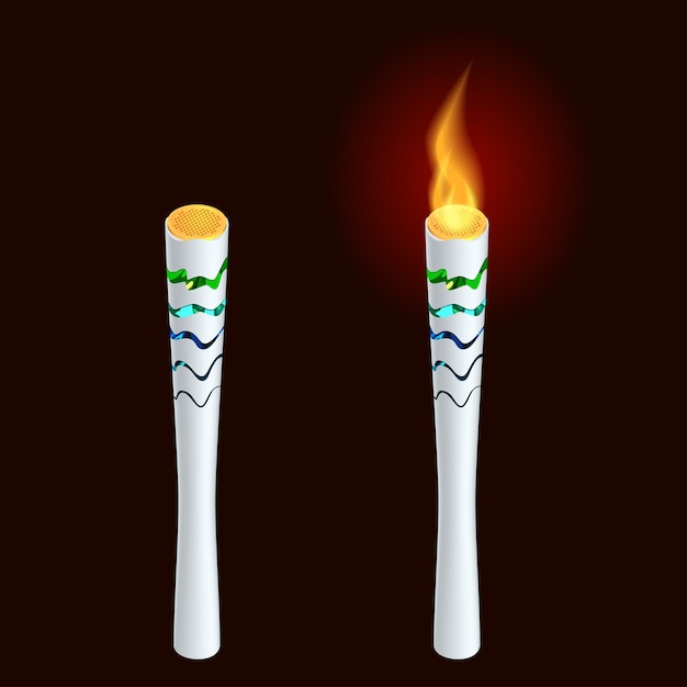 Fuego de antorcha, icono del campeonato, símbolo de victoria. Ilustración de vector aislado. Ilustración isométrica de vector plano 3d.