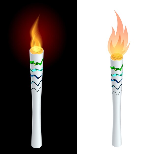 Fuego de antorcha, icono del campeonato, símbolo de victoria. Ilustración de vector aislado. Ilustración isométrica de vector plano 3d.