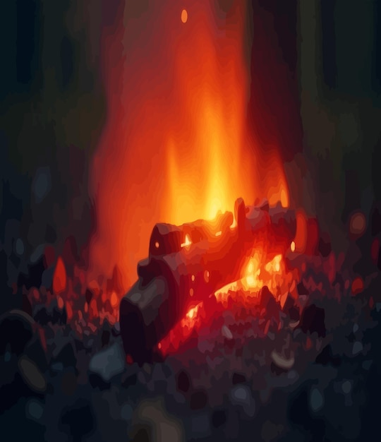 un fuego arde en una chimenea con un fuego rojo en el fondo