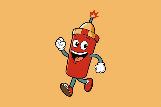 Fuego artificial Frankie travieso Fuego artificial Personaje con ilustración vectorial de expresión lúdica