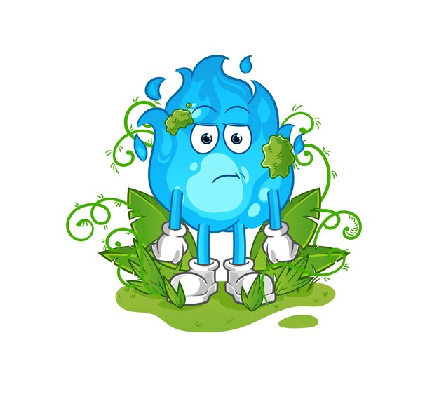 Fuego azul esperando vector de dibujos animados de mascota demasiado tiempo