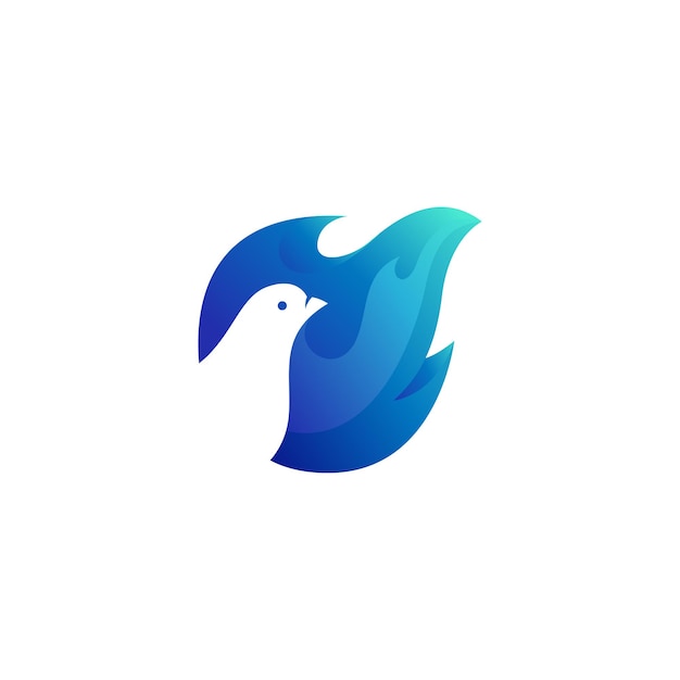 Fuego azul con inspiraciones de diseño de logotipo de pájaro